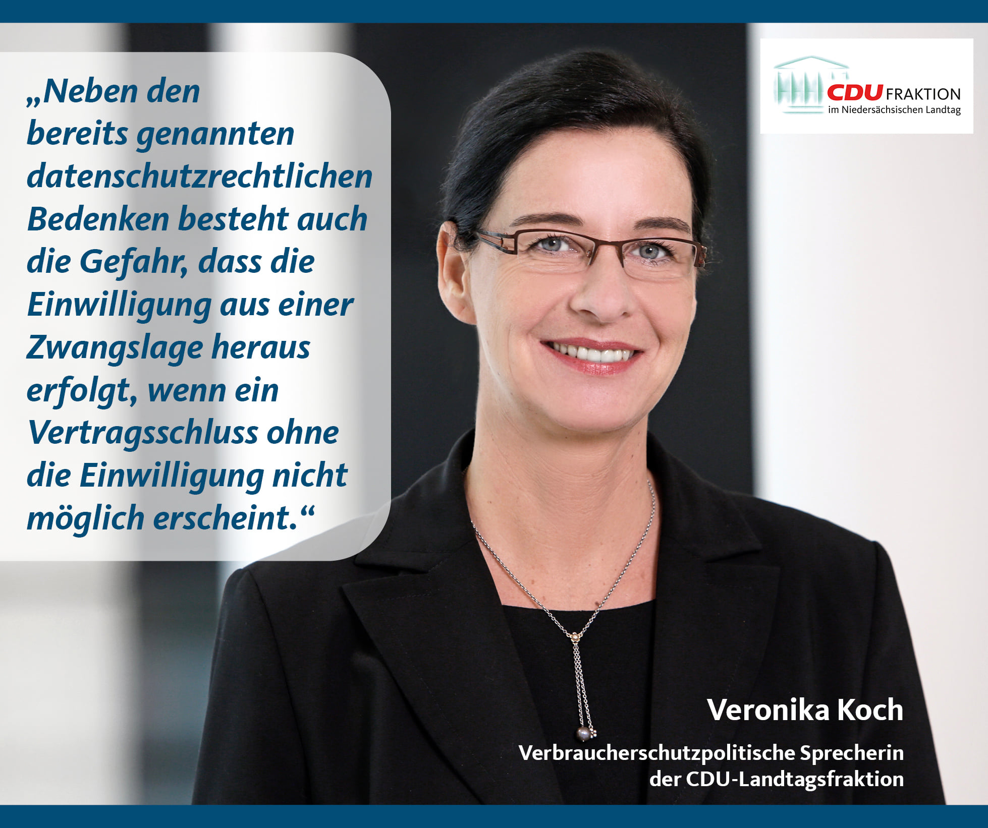Veronika Koch MdL äußert sich als verbraucherschutzpolitische Sprecherin der CDU.